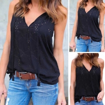 Fashion Solid Color Sleeveless V-neck Top