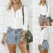 OL Style Long Sleeve POLO Collar Single-breasted Shirt