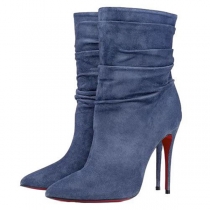 Fashion Pointed Toe High-heeled Solid Color Boots Booties