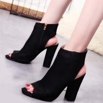 Fashion Thick High-heeled Peep Toe Ankle Boots Booties