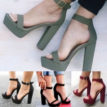 Fashion Solid Color Thick High-heeled Open Toe Sandals