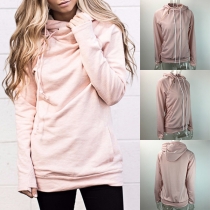 Fashion Solid Color Long Sleeve Hooded Casual Hoodie 