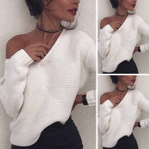 Simple Style Solid Color Long Sleeve V-neck Sweater