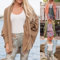 Chic Style Dolman Sleeve Solid Color Knit Cardigan 