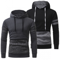 Casual Style Long Sleeve Contrast Color Men's Hoodie 