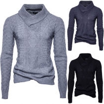 Fashion Solid Color Long Sleeve Stand Collar Men's Sweater
