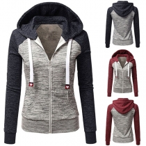 Fashion Contrast Color Long Sleeve Hoodie