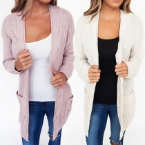 Fashion Solid Color Long Sleeve Casual Loose Knit Cardigan