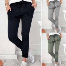 Fashion Solid Color Low-waist Slim Fit Casual Pants