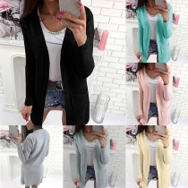 Simple Style Long Sleeve Solid Color Knit Cardigan