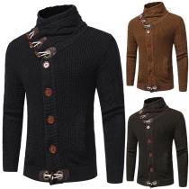 Chic Style Long Sleeve Stand Collar Single-breasted Men's Sweater Coat