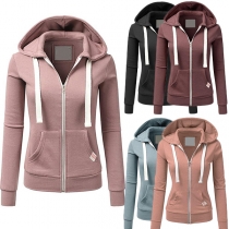 Fashion Solid Color Long Sleeve Thin Hoodie