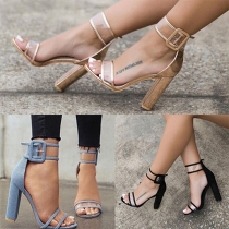 Fashion Thick High-heeled Open Toe Transparent Sandals