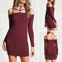 Sexy Backless Lace-up Hollow Out Mini Bodycon Dress
