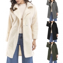Fashion Solid Color Long Sleeve Imitation Cashmere Coat