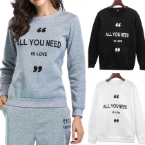 Fashion Letters Printed Long Sleeve Round Neck Casual Sweatshirt