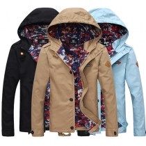 Fashion Solid Color Long Sleeve Hooded Men's Jacket