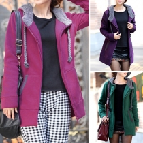 Fashion Solid Color Long Sleeve Hoodie Coat