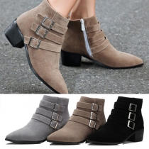 Fashion Pointed Toe Thick Heel Ankle Boots Booties