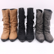 Fashion Flat Heel Round Toe Lace-up Boots Booties