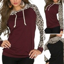 Fashion Leopard Print Spliced Long Sleeve Hoodie