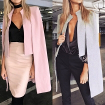 Chic Style Solid Color Stand Collar Mock Two-piece Coat