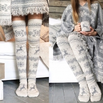Fashion Elk Printed Over-the-knee Socks