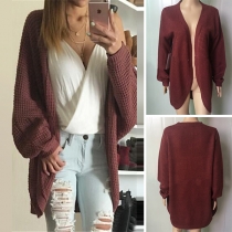 Simple Style Long Sleeve Solid Color Loose Knit Cardigan