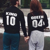 Fashion Long Sleeve Round Neck Letters Printed Couple Sweatshirt