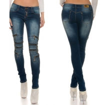 Sexy Low-waist Zipper Skinny Jeans 