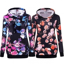 Fashion Long Sleeve Slim Fit Printed Hoodie 