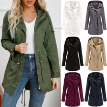 Fashion Contrast Color Long Sleeve Hooded Jacket