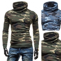 Fashion Camouflage Printed Long Sleeve High Neck Men's Sweatshirt 