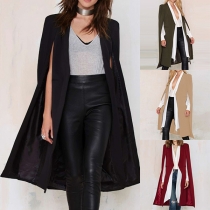 Fashion Solid Color V-neck Cloak-style Cardigan Coat 