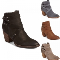 Fashion Thick Heel Round Toe Ankle Boots Booties