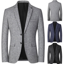 Fashion Long Sleeve Stand Collar Slim Fit Men's Suit Coat