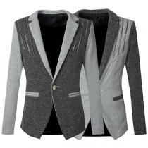 Fashion Contrast Color Long Sleeve Slim Fit Men's Suit Coat 