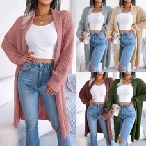 Fashion Solid Color Long Sleeve Loose Knit Cardigan