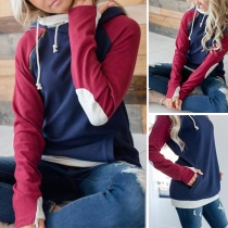 Fashion Contrast Color Long Sleeve Oblique Zipper Casual Hoodie