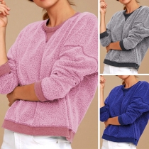 Fashion Long Sleeve Round Neck Loose Sweatshirt 