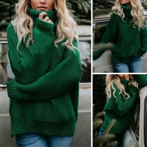 Fashion Solid Color Long Sleeve Turtleneck Pullover Sweater