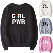 Fashion Letters Printed Long Sleeve Round Neck Sweatshirt 