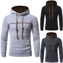 Fashion Solid Color Long Sleeve Slim Fit Men's Casual Hoodie