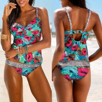 Sexy Backless Printed Swimsuit Set 