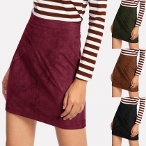 Fashion Solid Color High Waist A-line Skirt 