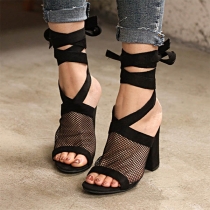 Sexy Thick High-heeled Open Toe Lace-up Sandals