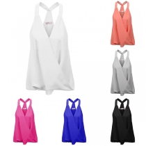 Sexy Backless V-neck Solid Color Sling Top