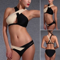Sexy Contrast Color Low-waist Bikini Set