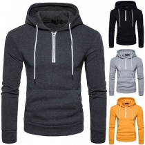 Fashion Solid Color Long Sleeve Men's Casual Hoodie 