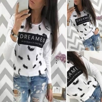 Fashion Long Sleeve Round Neck Printed T-shirt